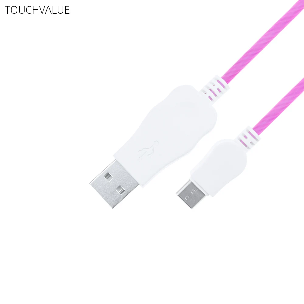 Мигающий кабель типа C Micro USB для замены кабеля 2 м зарядная линия розового