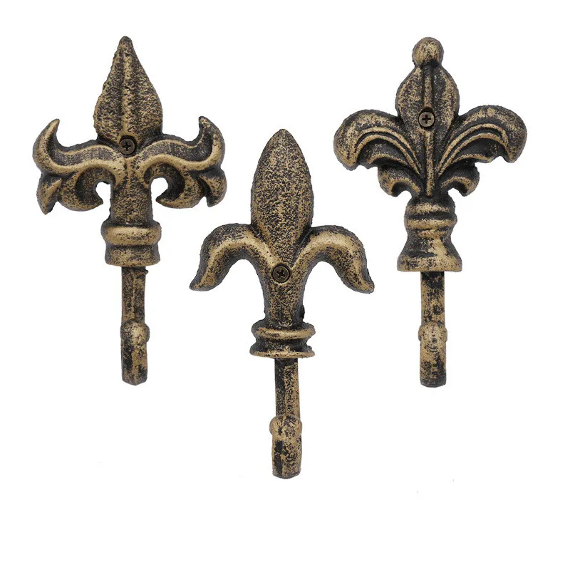 

3Pce/Set Retro wrought iron Hooks Crafts Wall Mounted Clothes Hanger Key Holder Rack Gardening tools hooks Home Decor