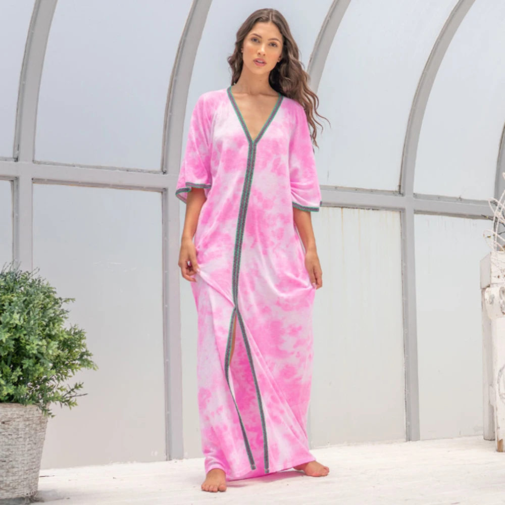 Женское длинное платье Siskakia Повседневное с v образным вырезом и принтом в виде