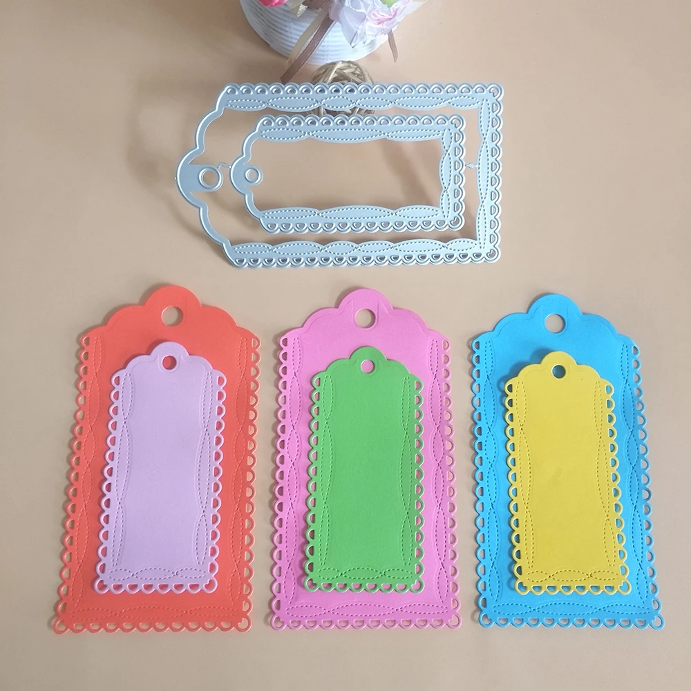 

New 2 layers of exquisite hang tags cutting dies DIY scrapbook, embossed card making, photo album decoration, handmade craft