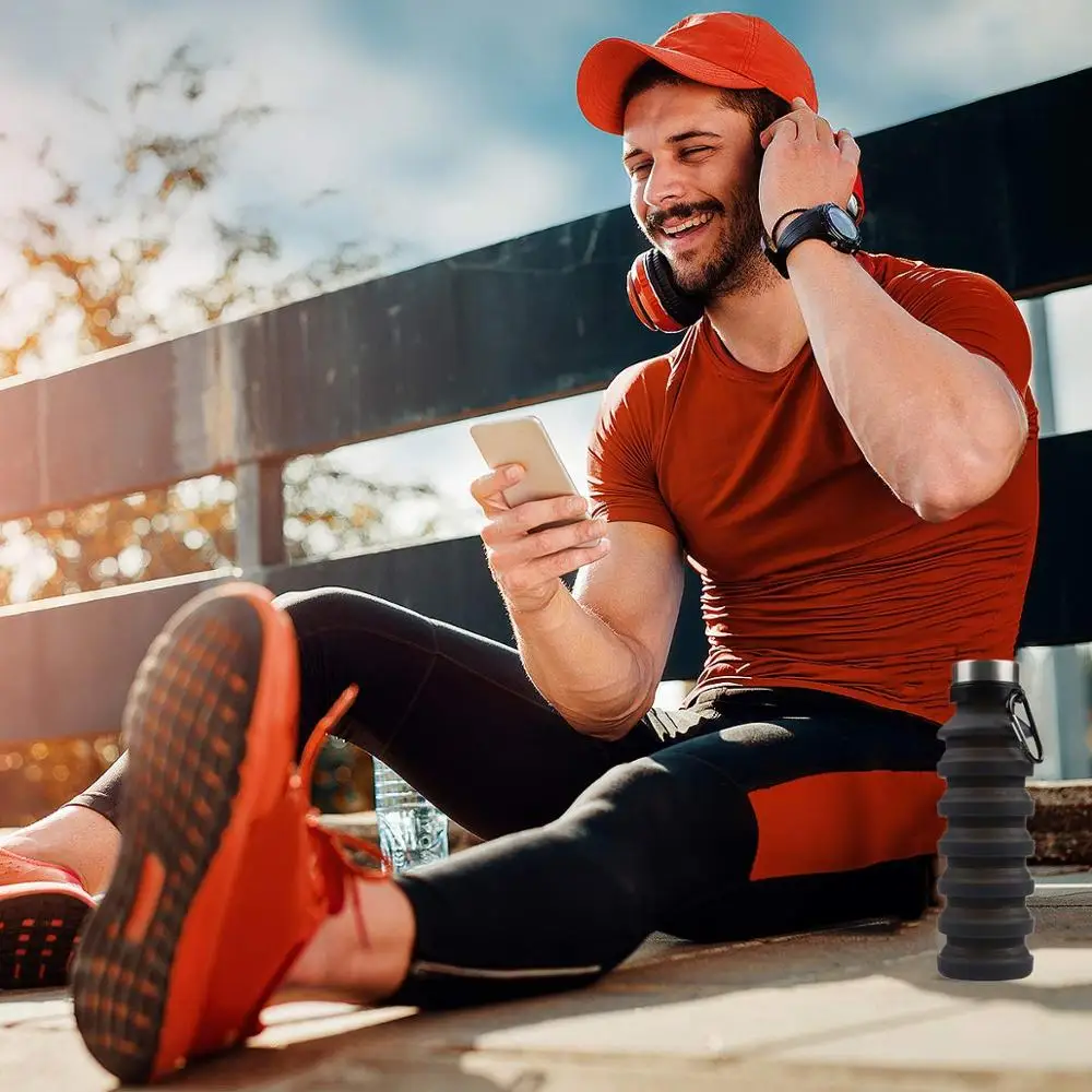 Дорожная бутылка для воды силиконовые складные многоразовые BPA бесплатно