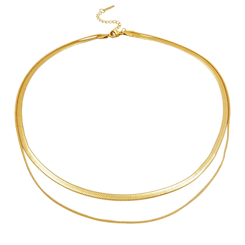 

Simple Classic Titanium Steel Double Layer Snake Bone Chain Necklace For Woman 2021 Korean Fashion Jewelry girls Sexy Chain