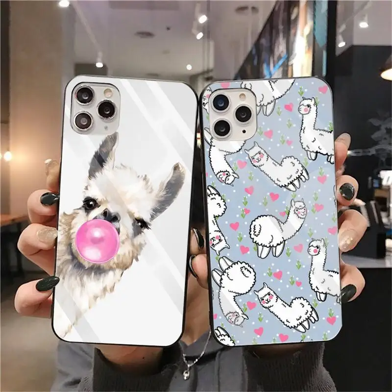 

Lama Llama Alpacas Phone Case Tempered Glass For iPhone 12 pro max mini 11 Pro XR XS MAX 8 X 7 6S 6 Plus SE 2020 case