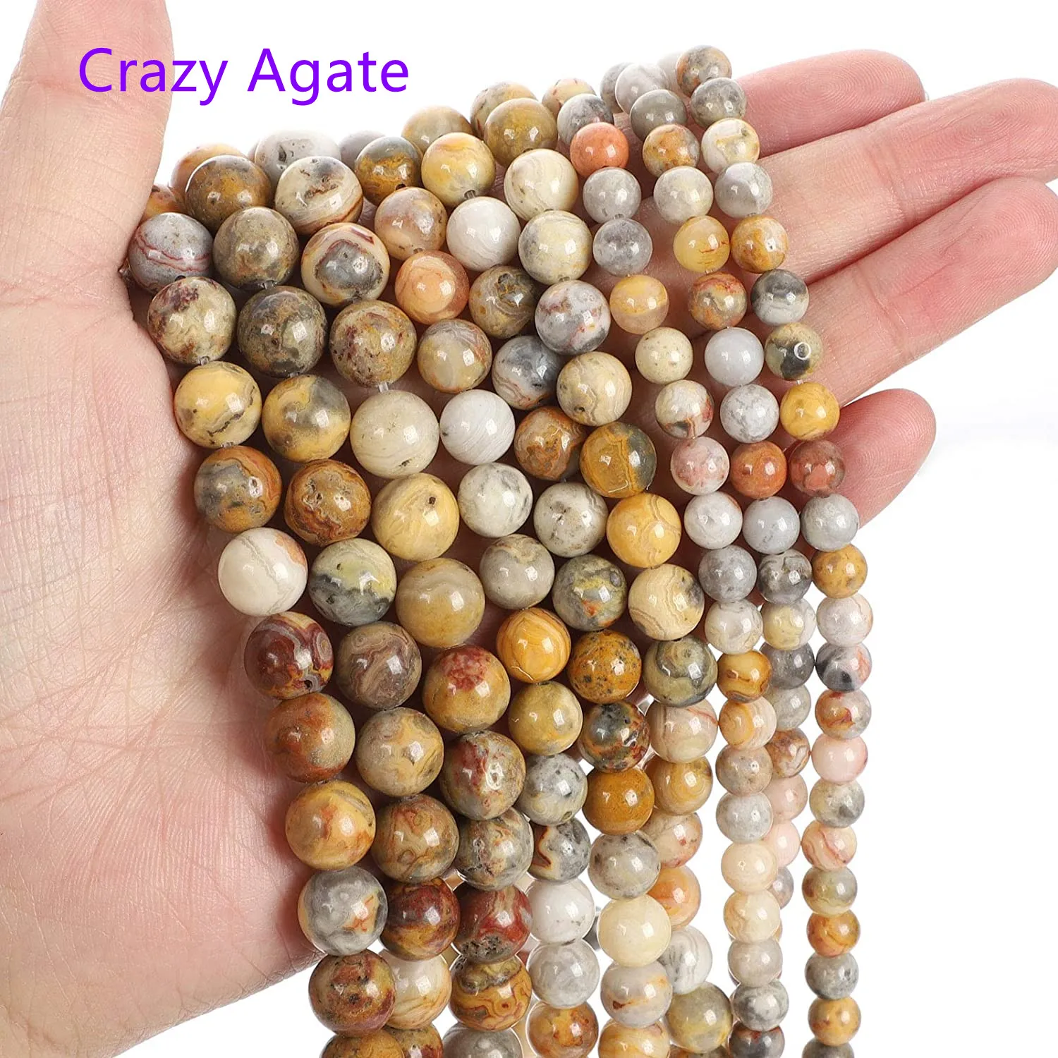 

Natural Stone Bracelet 8mm Crazy Agate Loose Beads For Jewelry Diy Making Bracelet Necklace Present Accessories Self Use