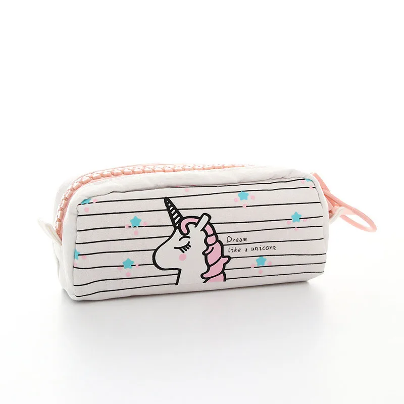 Мультфильм Единорог большая молния емкость холст школьный пенал для детей