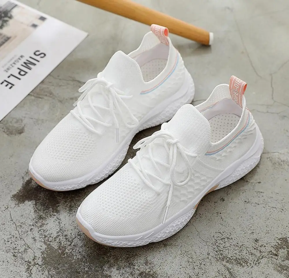 Вязаная Повседневная обувь Женские кроссовки Модная женская из дышащей сетки