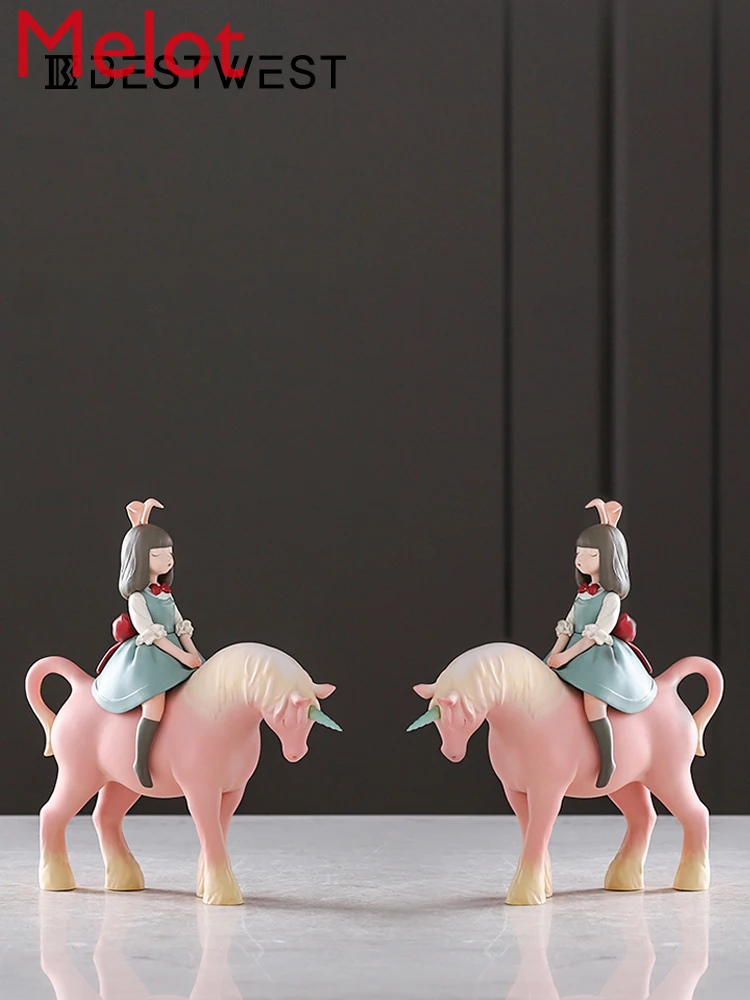 

Nightly Unicorn ornaments artworks dream white night fairy tale Jia Xiaoou decoration gift for girl's birthday