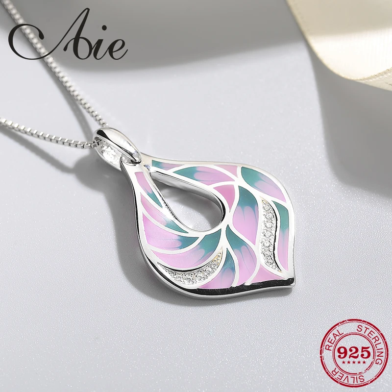 Кулон из серебра 925 пробы с розовой эмалью в форме капли воды вечерние ювелирные