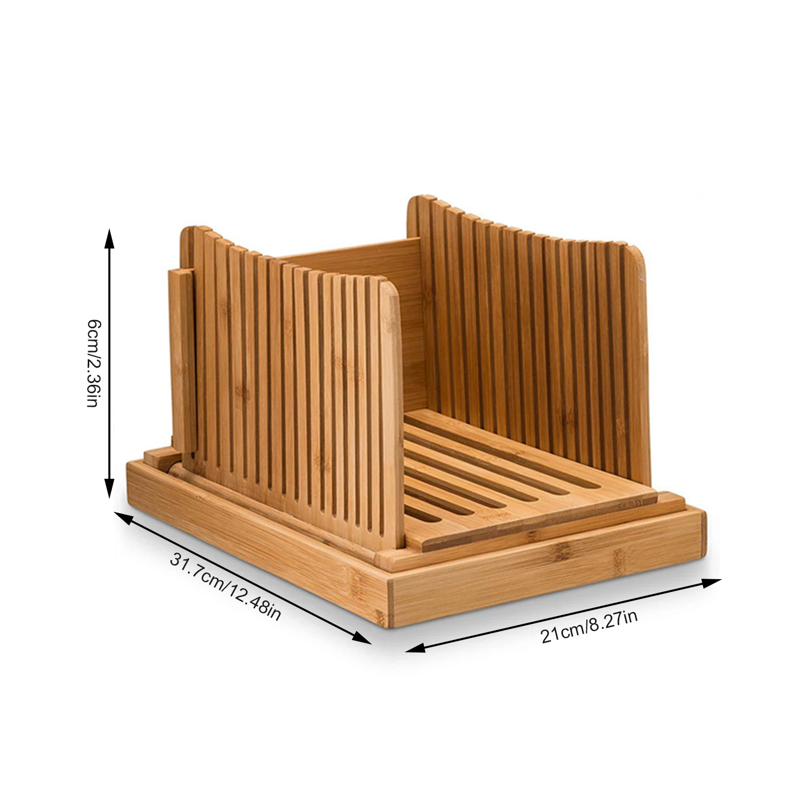

Bamboo Bread Slicer Cutting Guide - Wood Bread Cutter For Homemade Bread, Loaf Cakes, Bagels Foldable And Compact With Crumbs Tr