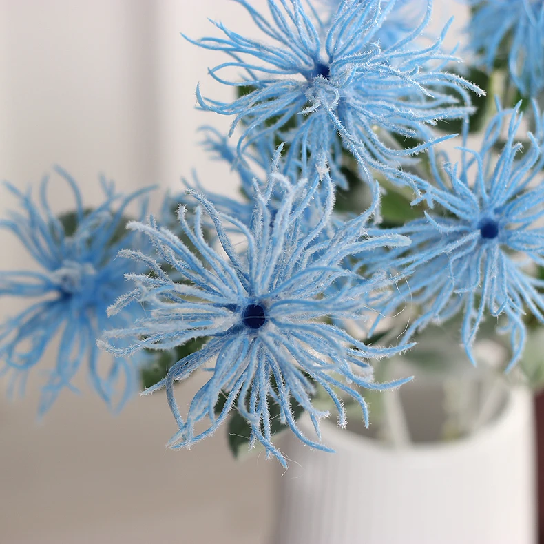 63 см морский урчин цветок шип поддельные цветы шариковая Кисть белый желтый