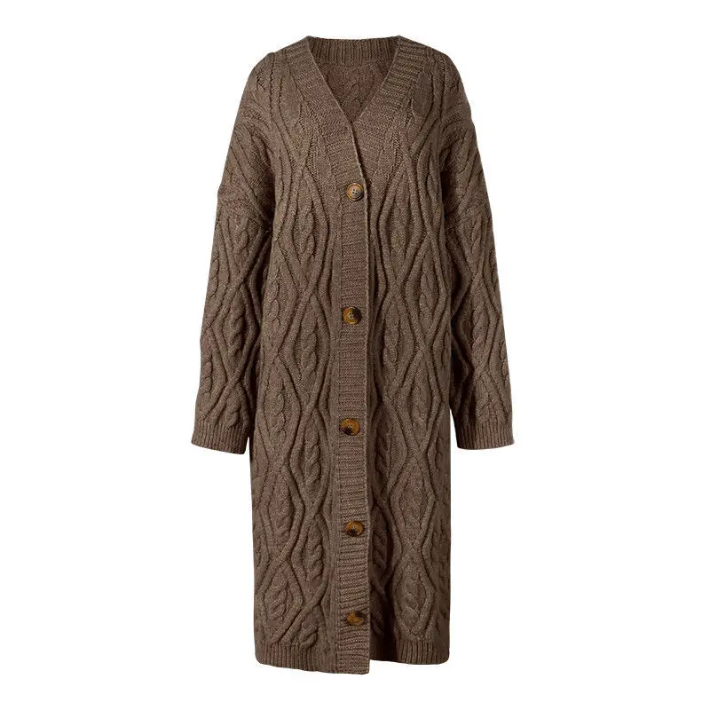 

Thick thread twist long sweater women cardigan jacket knitted loose over the knee autumn and winter 2020 new thickening