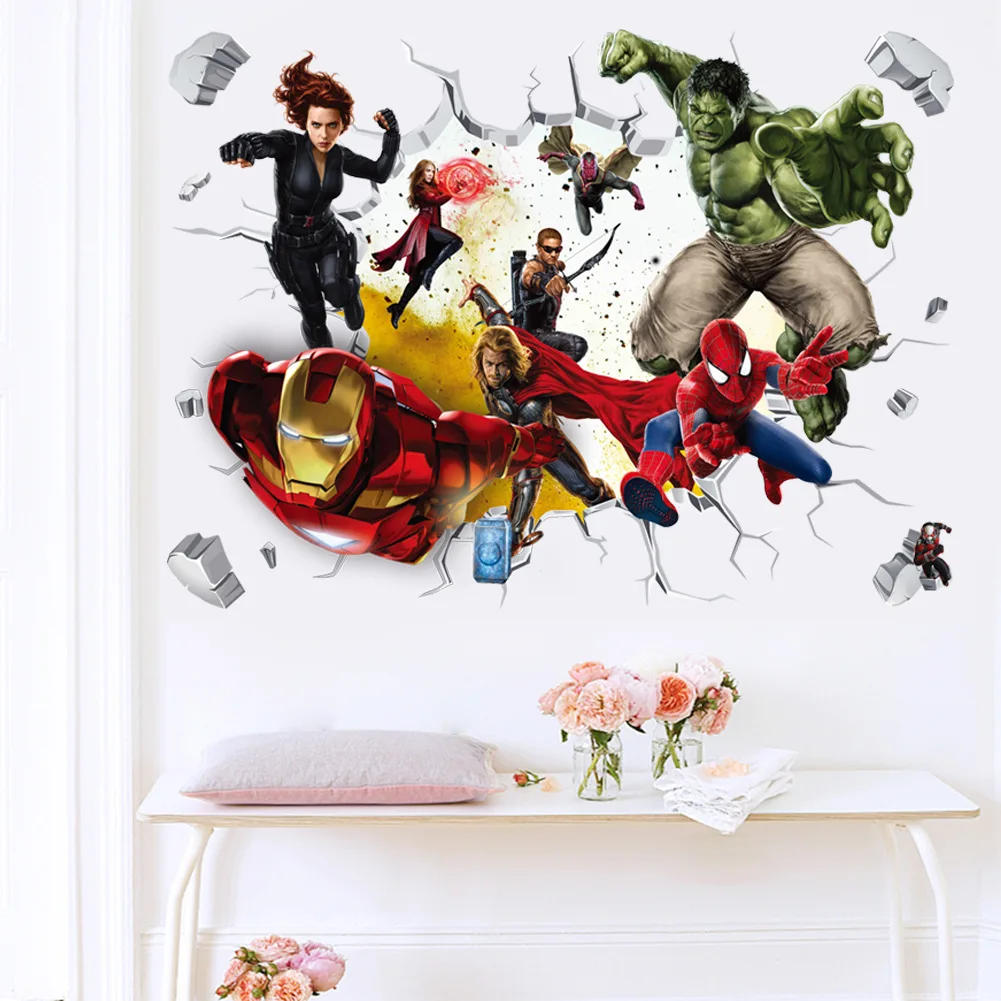 Disney с героями комиксов Марвел поврежденная стена декоративные съемные настенные