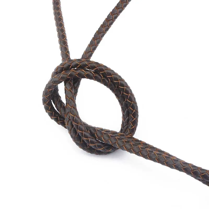 Круглый плетеный шнур из натуральной кожи черный коричневый 1 м 3 мм 4 5 6 мм|genuine