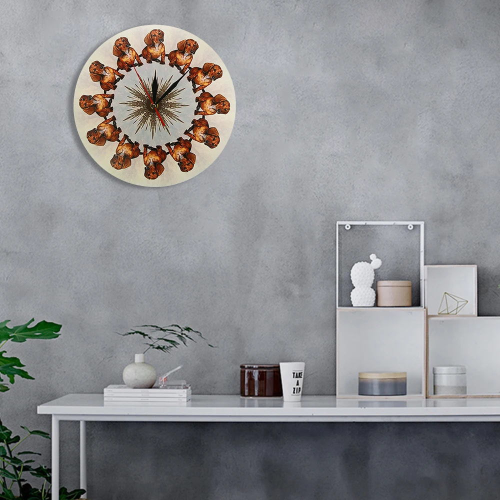 Настенные часы такса для щенков круглые современные настенные питомцев