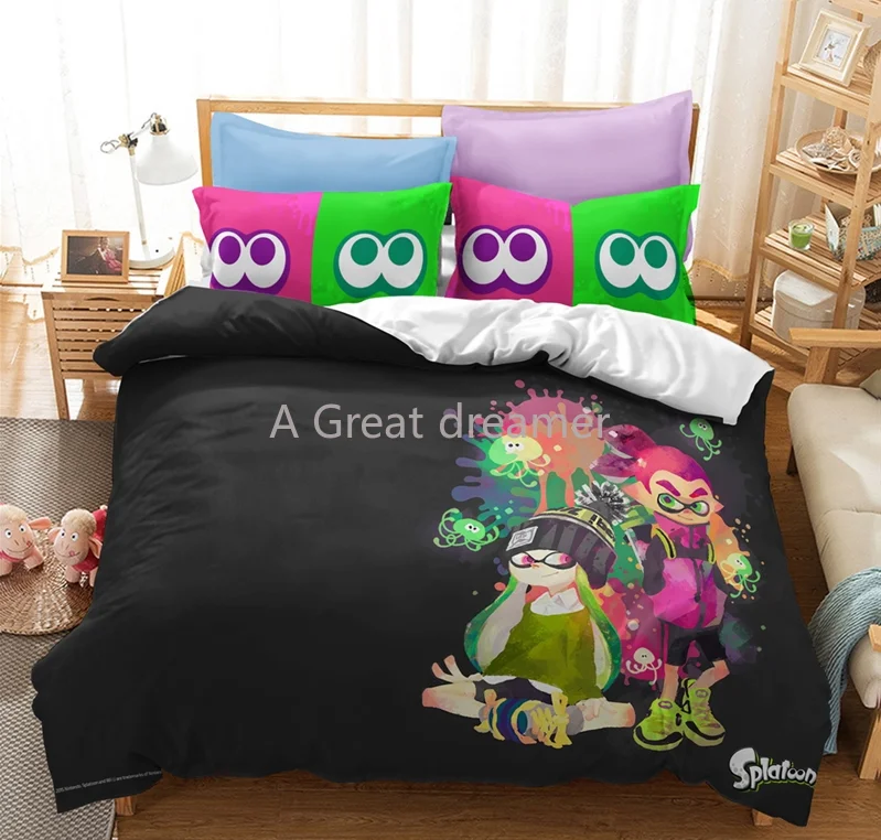 

Cute Splatoon Game 3D Printed Duvet Cover Set Cartoon Bedding Set Bed Set Colorful Bed Linen Queen Size Twin Full Queen King