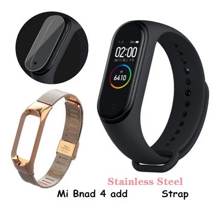 CN Add RoseGold Оригинальные Xiaomi Mi Смарт-часы с 4 полосами AMOLED цветной экран HeartRate Фитнес Спорт 50 атм водонепроницаемый смарт-браслет Bluetooth 5,0 - Цвет: CN Add RoseGold