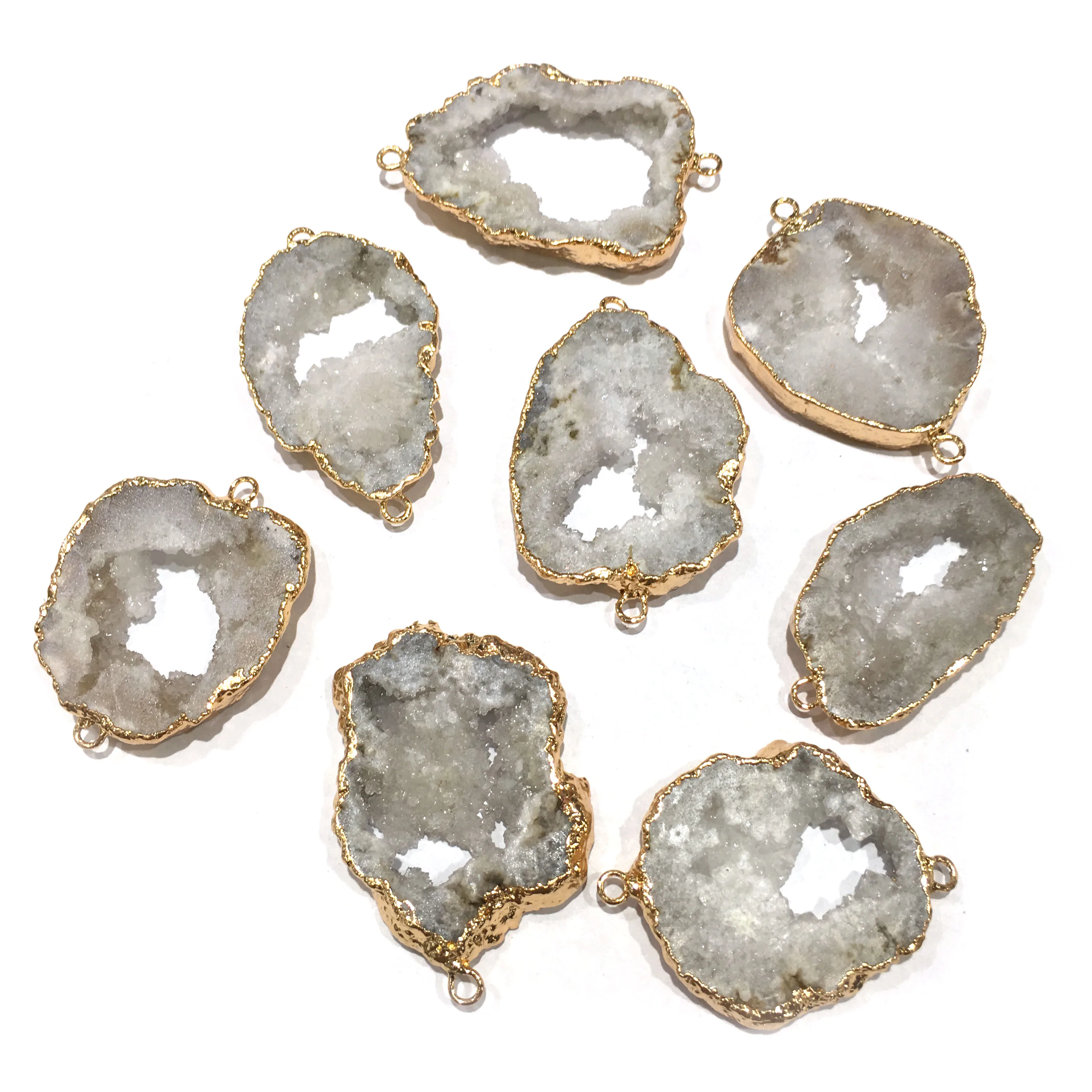 

Natural Irregular Druzy Crystal Geode Agates Stone Pendant Links Healing Chakra Gemstone Charms for Jewelry Making