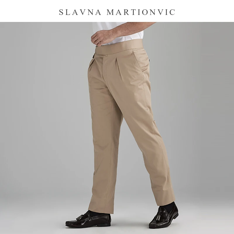 Slavna Martinovic новинка мужские хлопковые прямые брюки коричневые свободные удобные