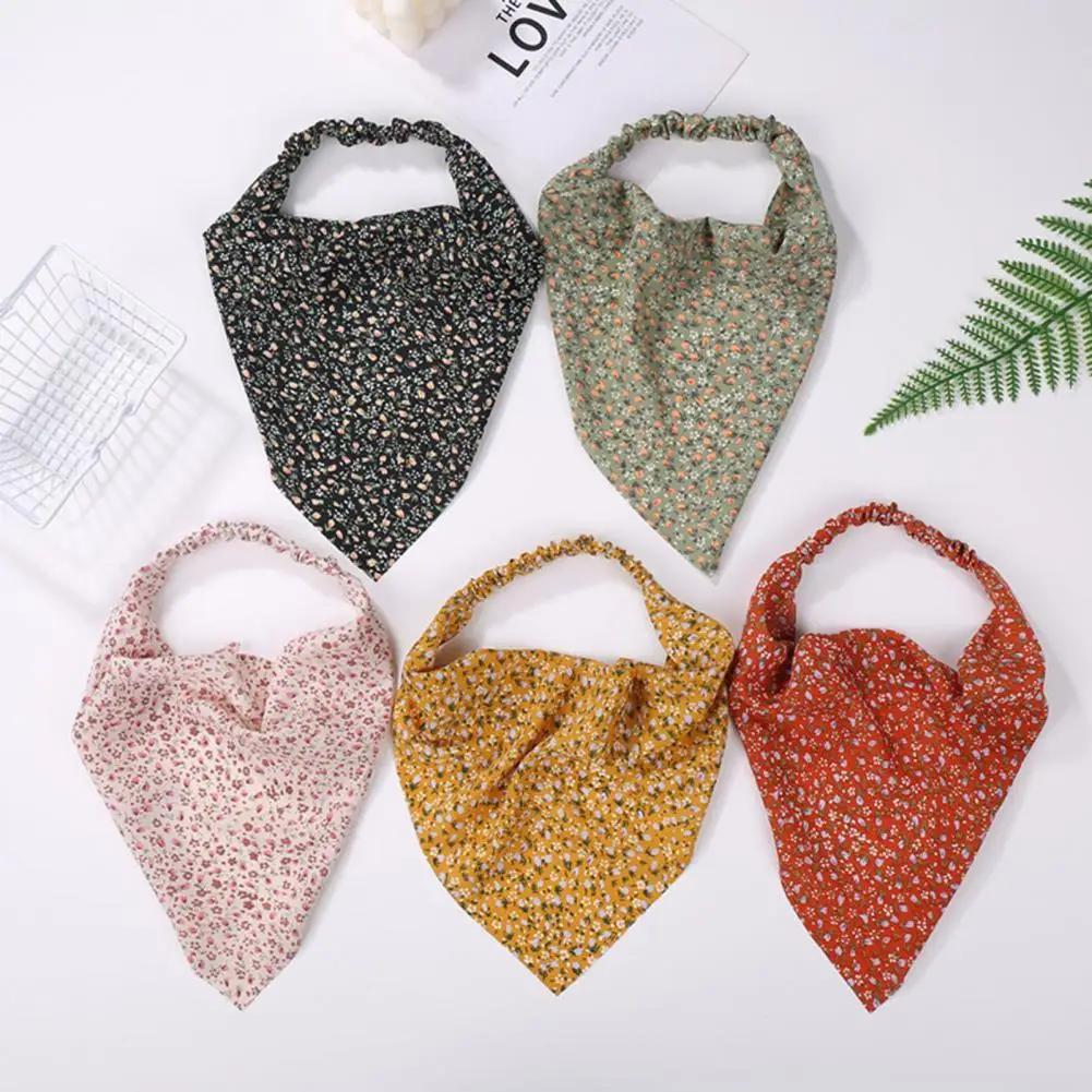 

Triangle Headbands Eye-catching Skin-friendly Scarf Flower Print Triangle Hair Scarf for Dating Unique Flower Print for Dating