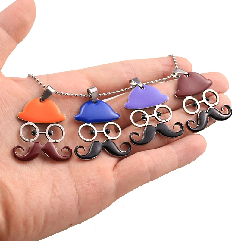 1 шт. подвеска с очками из нержавеющей стали разноцветная шапка бородой ожерелье
