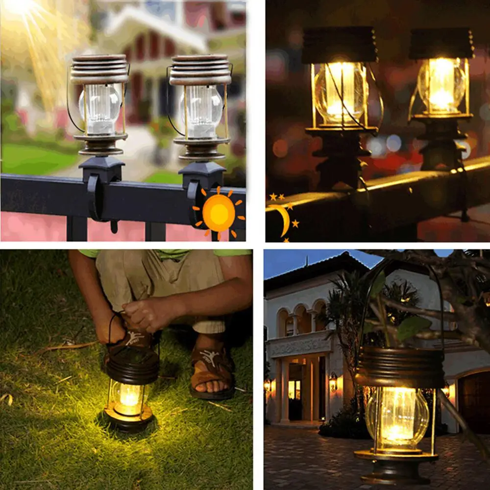 2 шт. светодиодный Ретро винтажный Солнечный свет подвесной фонарь подсветка для