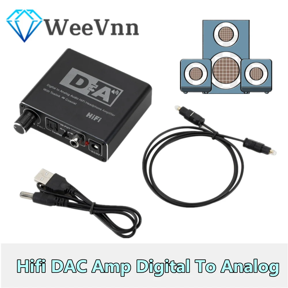 

Portable Hifi DAC Amp Digital To Analog Audio Converter RCA 3.5mm Headphone Amplifier Toslink Optical Coaxial Output dac 24bit