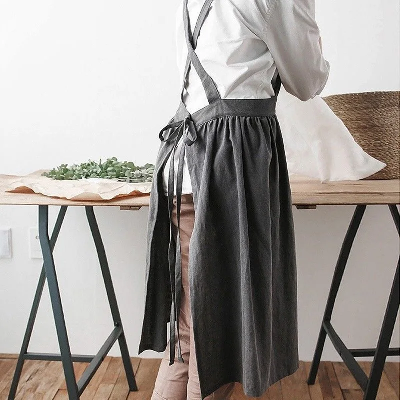 

Nordic Women Lady Skirt Style Collect Waist Cute Dress Restaurant Coffee Shop Home Kitchen For Cooking Cotton Apron 3 Colour