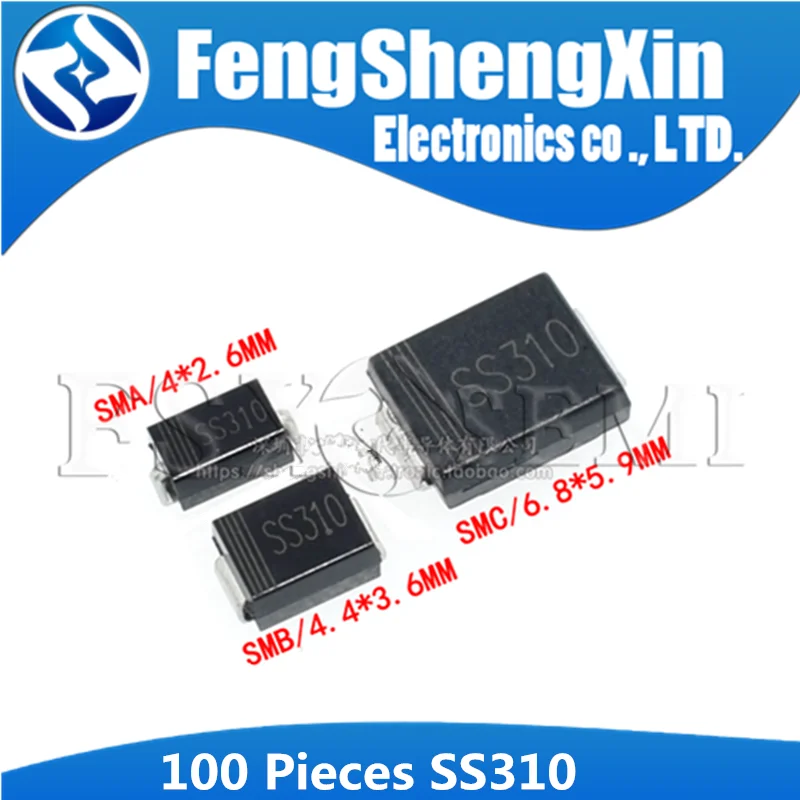 100 шт. SS310 SMD SR310 Шоттки Барьерный выпрямитель Диод 3A 100V DO 214AC SMA SMB SMC Диоды 