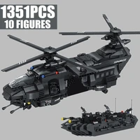 new 1351pcs 10 figure military toy transport helicopter swat team city police building block brick children kid gift