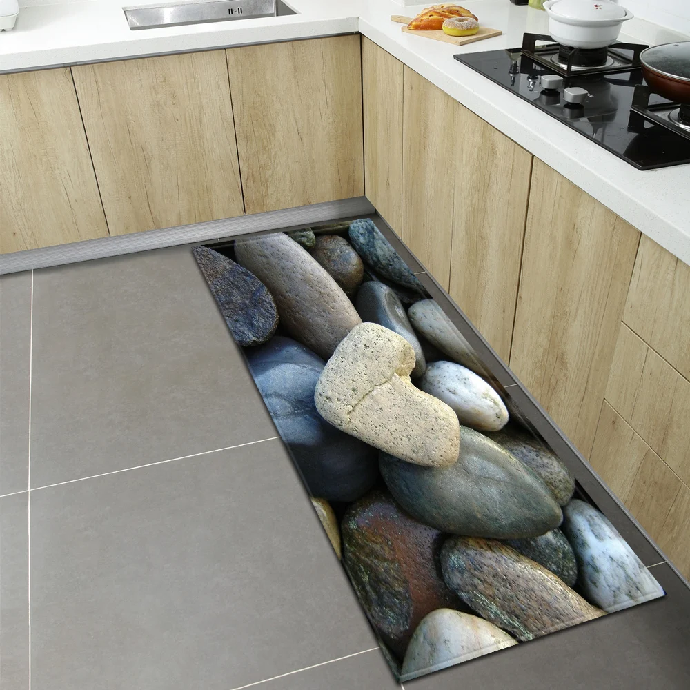 

Kitchen Carpet Home Entrance Doormat 3D Cobblestone Living Room Bedroom Children Decor Rugs Hallway Bathroom Anti-Slip Floor Mat