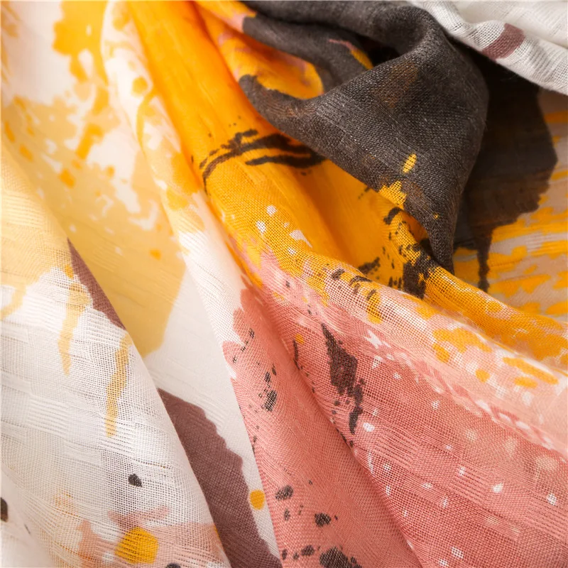 

2020 water and ink printed cotton and hemp scarf fashion autumn and winter tourism silk scarf popular sunscreen shawl for women