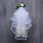 Женское свадебное платье, фата, двухслойная фатиновая лента по краю, свадебное, аксессуары для вуалей