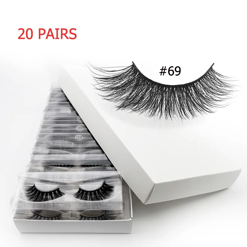 20pairs69W 20 пар оптом ресницы Объемные ресницы Макияж 3d норковые ресницы накладные ресницы оптом натуральные накладные Ресницы cilios - Цвет: 20pairs69W