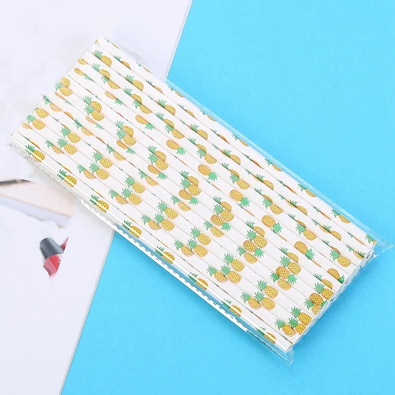 Промо-акция! Ананас Узорчатая бумажная соломинка для питья одноразовая