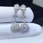 Серьги-гвоздики из серебра 925 пробы, с бриллиантами