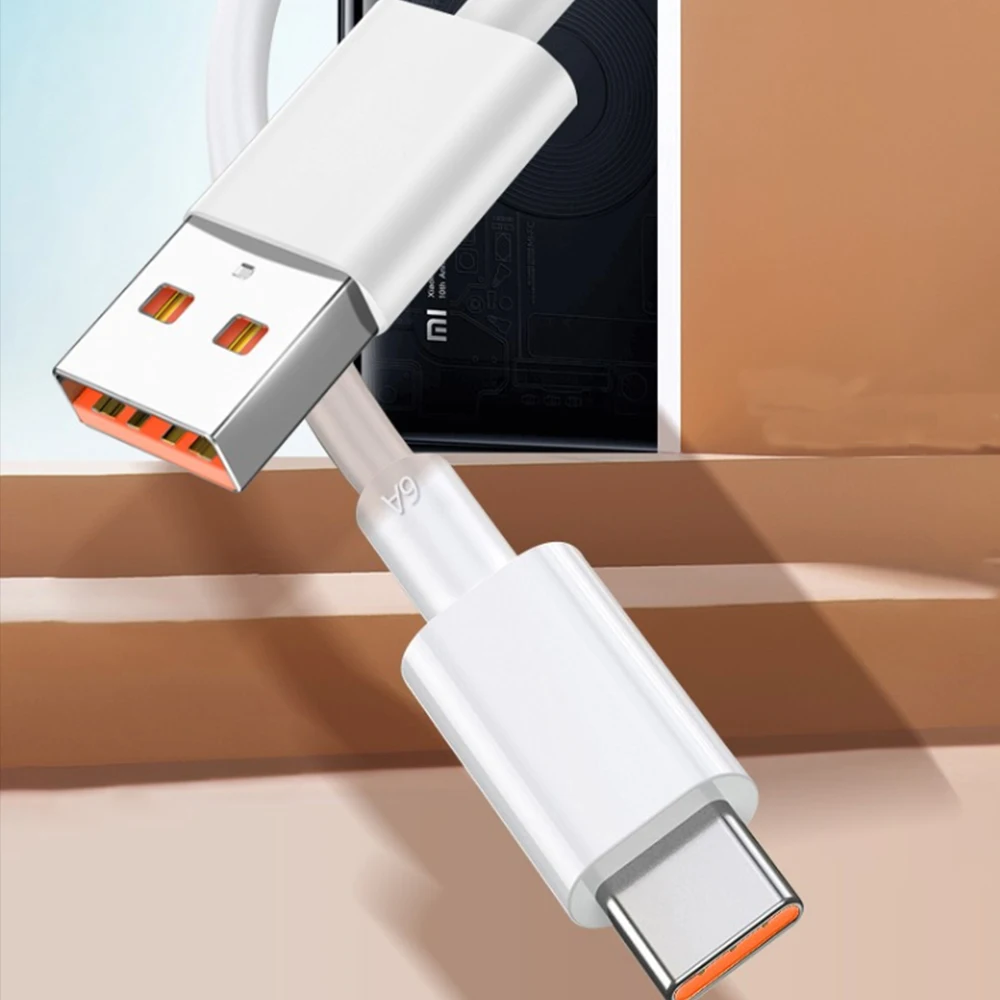 Оригинальный зарядный кабель Xiaomi 6A Turbo USB Type-C 1/1 5/2 м для Poco M3 X3 NFC Mi 11 10 Pro Black Shark 3 Redmi
