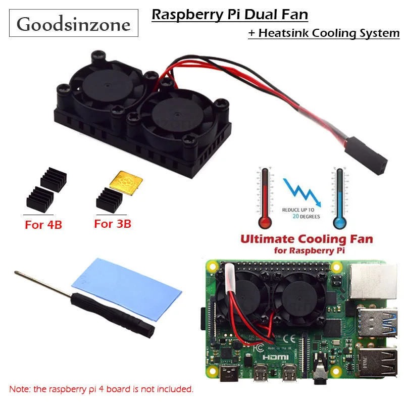 Raspberry Pi 4 Модель B 3B + двойной вентилятор с комплектом радиаторов 4B комплект