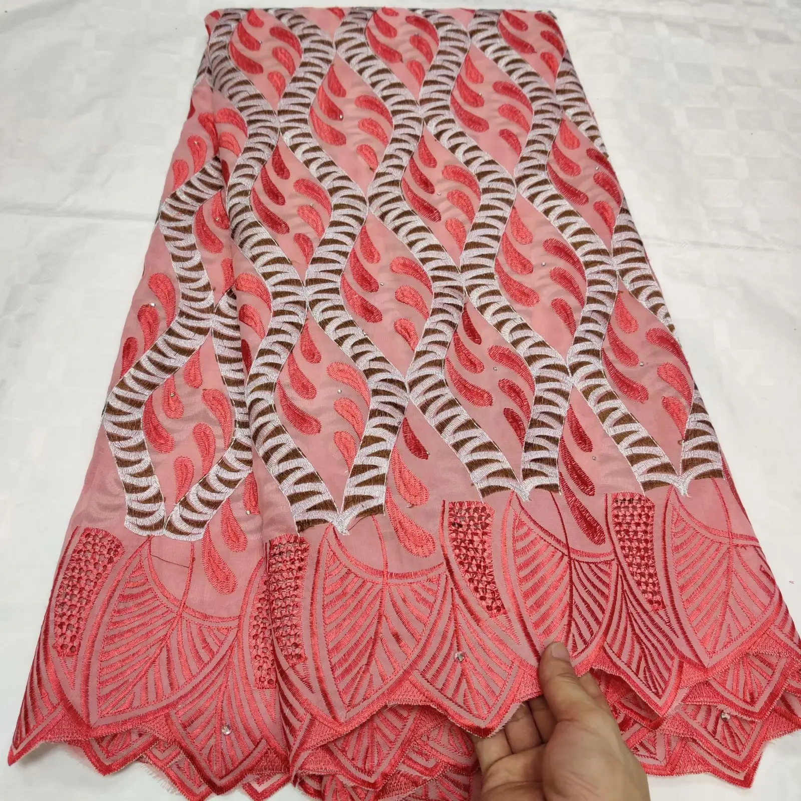 Отличный дизайн розовые африканские кружевные ткани высокого качества