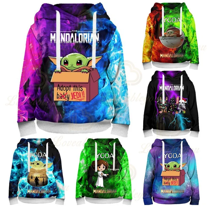 

Streetwear Hoodies Disney Baby Yoda Mandalorian 3d Swearshirt Boys and Girls Tops Kids Hoodie Christmas Teen Clothes