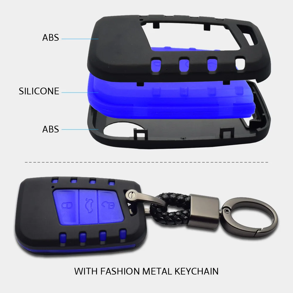 Чехол для ключей автомобиля ATOBABI для VW Skoda Superb Magotan Passat B8 A7 Golf Smart Remote Fobs Shell Cover ABS+ Силиконовый комбинированный брелок
