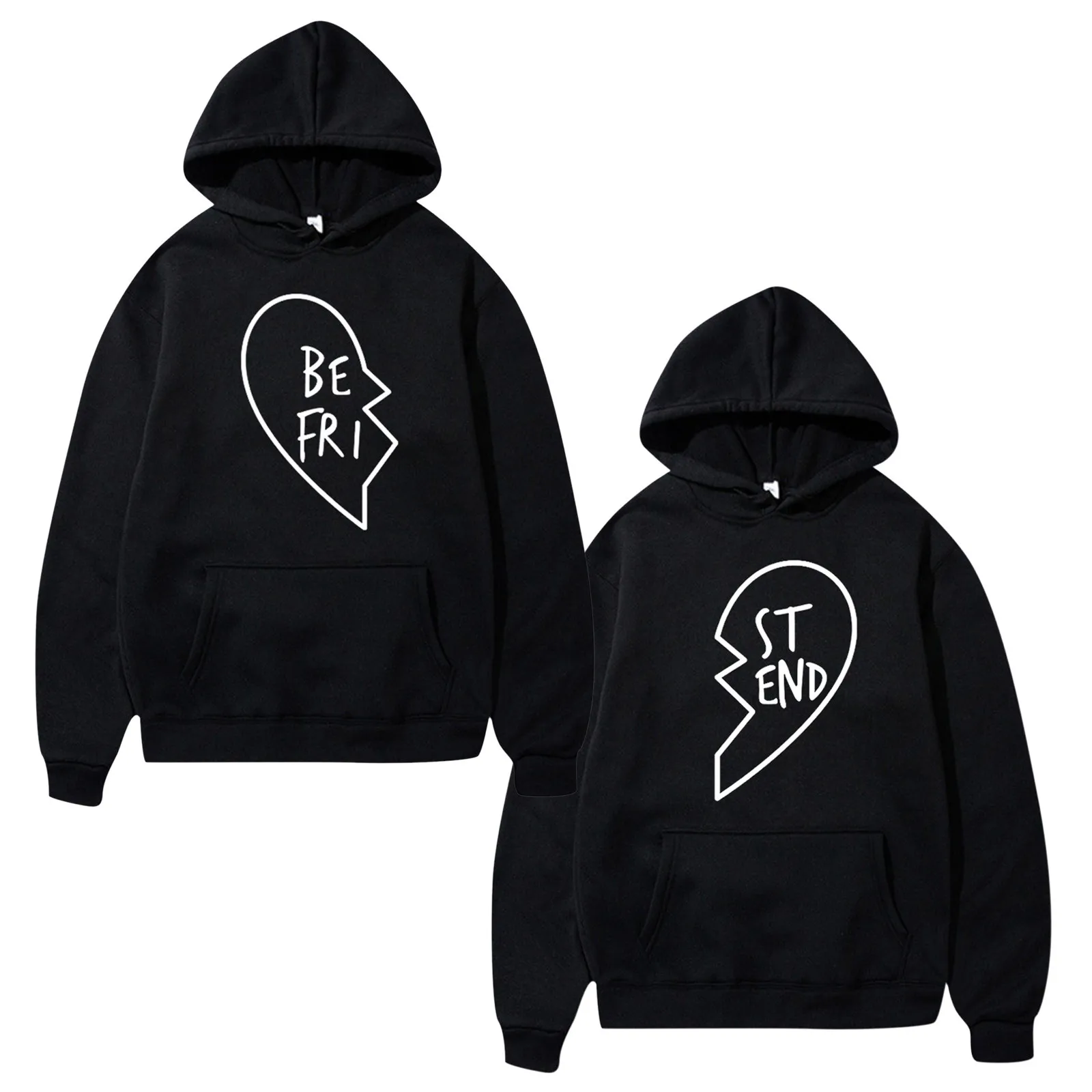 

2021 Fashion Women Best Friend Hoodie Lovely Printed For Two Girls Sisters Blouse Tops Couple Girlfriends Sweater Hoodie F Bts