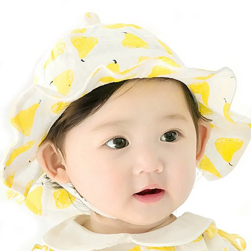 Модная летняя детская шапка принцессы принт с фруктами Детская Милая шапочка для