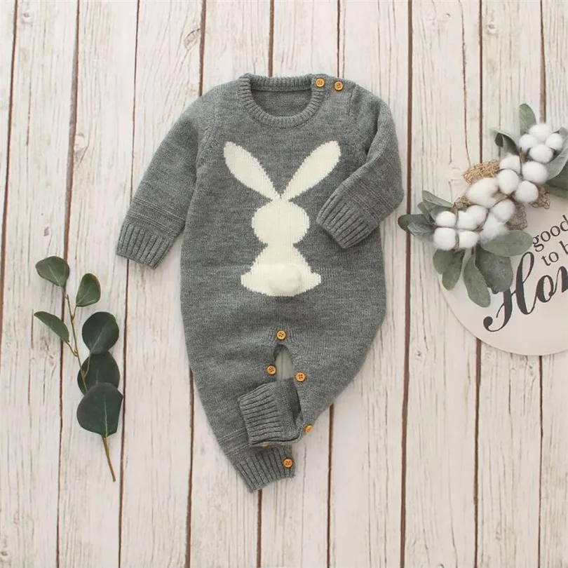 Knitted Baby Romper Girl Autumn Winter Newborn Baby Clothes Rabbit Animal Cotton Baby Boy Romper Infant Baby Jumpsuit For Boy
