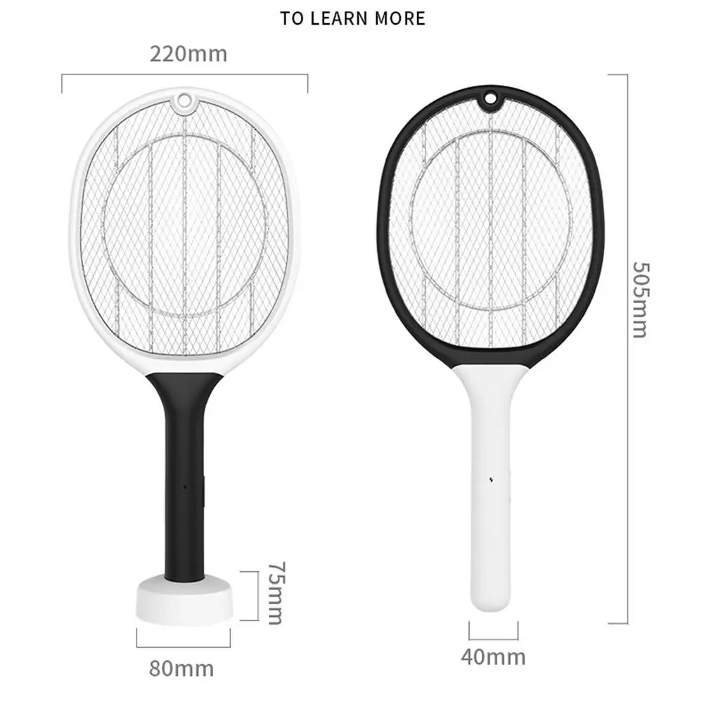 

Mosquito Swatter Killer Led Light Tennis Bat Hand-Held Racket Rechargeable Electric Fly Insect Racket Zapper Killer Home Safe