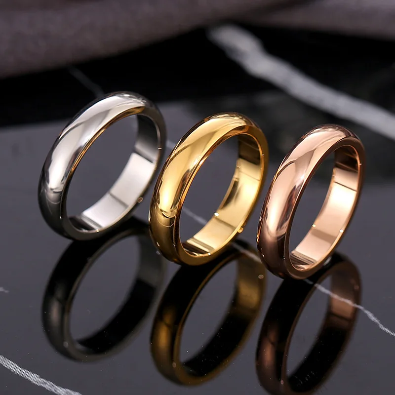 Мужские и женские обручальные кольца из гладкого круга под розовое золото, эксклюзивные простые кольца, ювелирные изделия