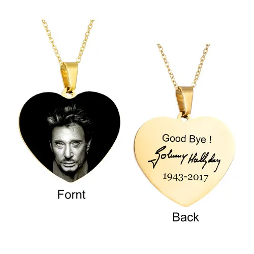 Gold 34mm heart Ожерелье с именем Джони Халлидей, на заказ, сердце, ID тег, хип-хоп, персонализированная цепочка из нержавеющей стали, золото, серебро, для женщин и мужчин, ювелирные изделия - Окраска металла: Gold 34mm heart