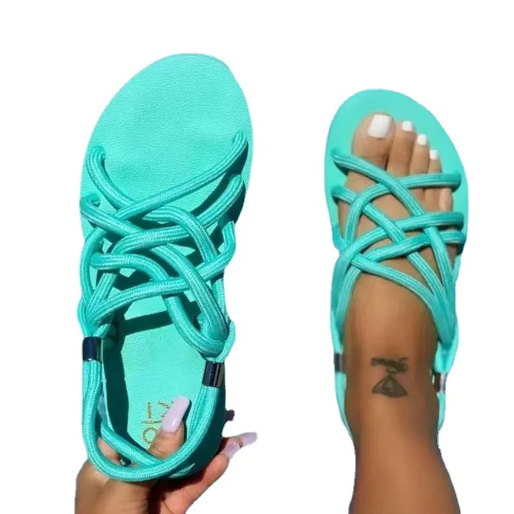 

Comfy Beach Shoes Spring Women Rope Sandals Cute Shoes Casual Braided Fashion Flats Sandal Woman Summer Beach Slides Slip-on