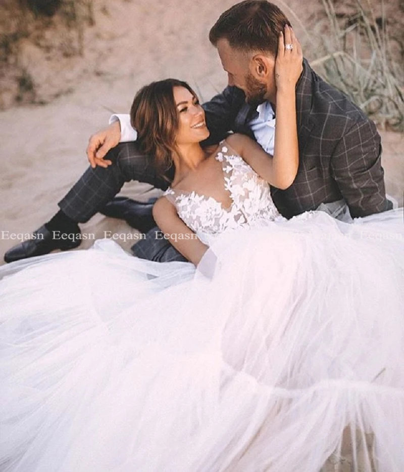 Винтажное кружевное свадебное платье Vestidos de novia 2020 A Line с v-образным вырезом