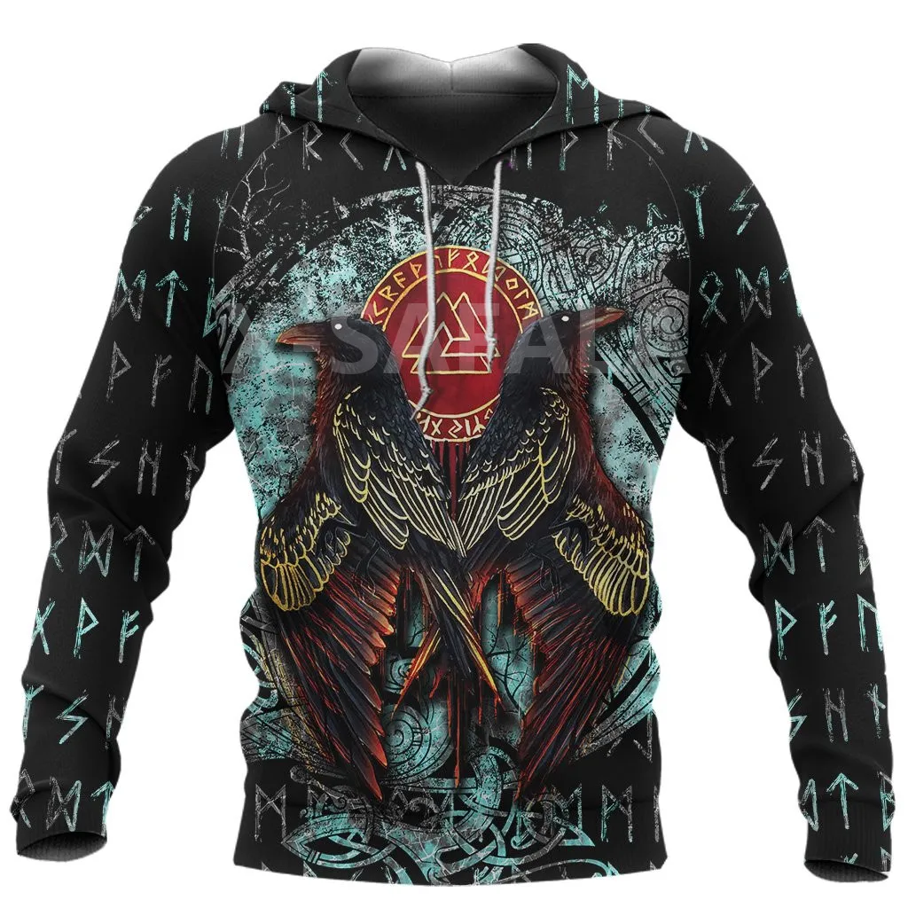 

X-Safala Viking Tattoo Raven 3D All Printed Hoodie Man Women 3 Harajuku Outwear Zipper Pullover Sweatshirt Casual Jacket