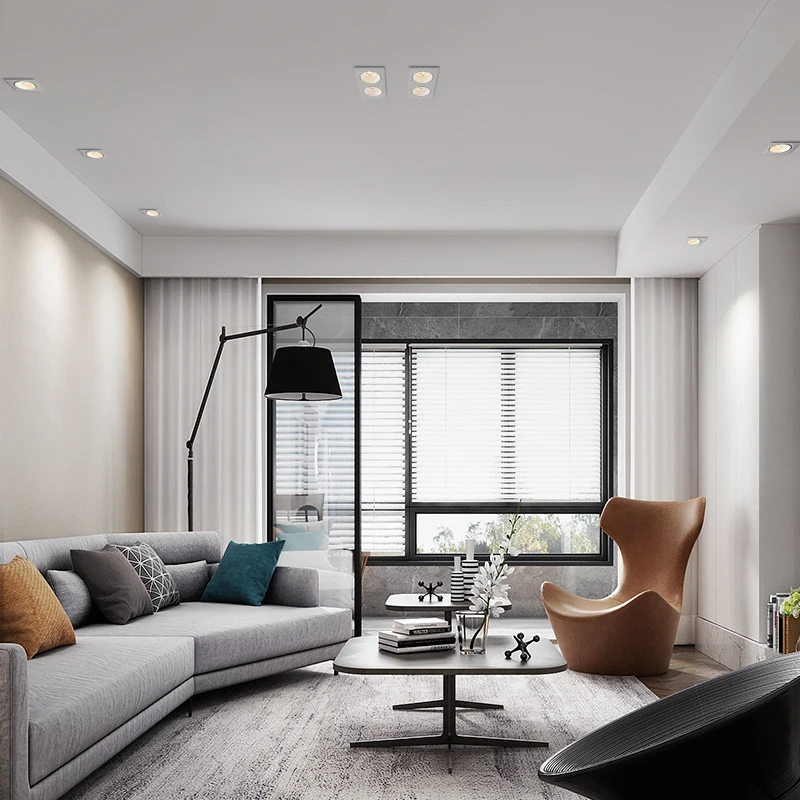 Черный спот встраиваемый тонкий квадратный Светодиодный белый точечный